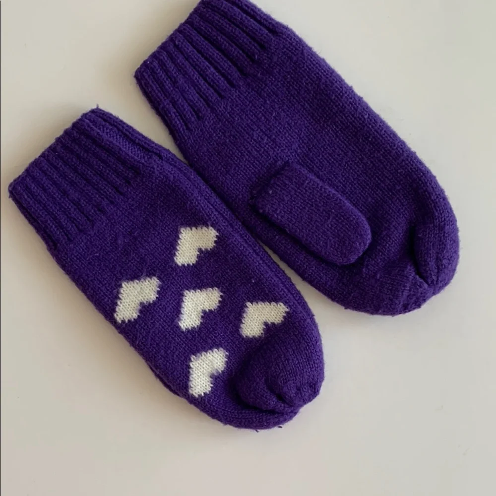 Purple and White Kids Mittens